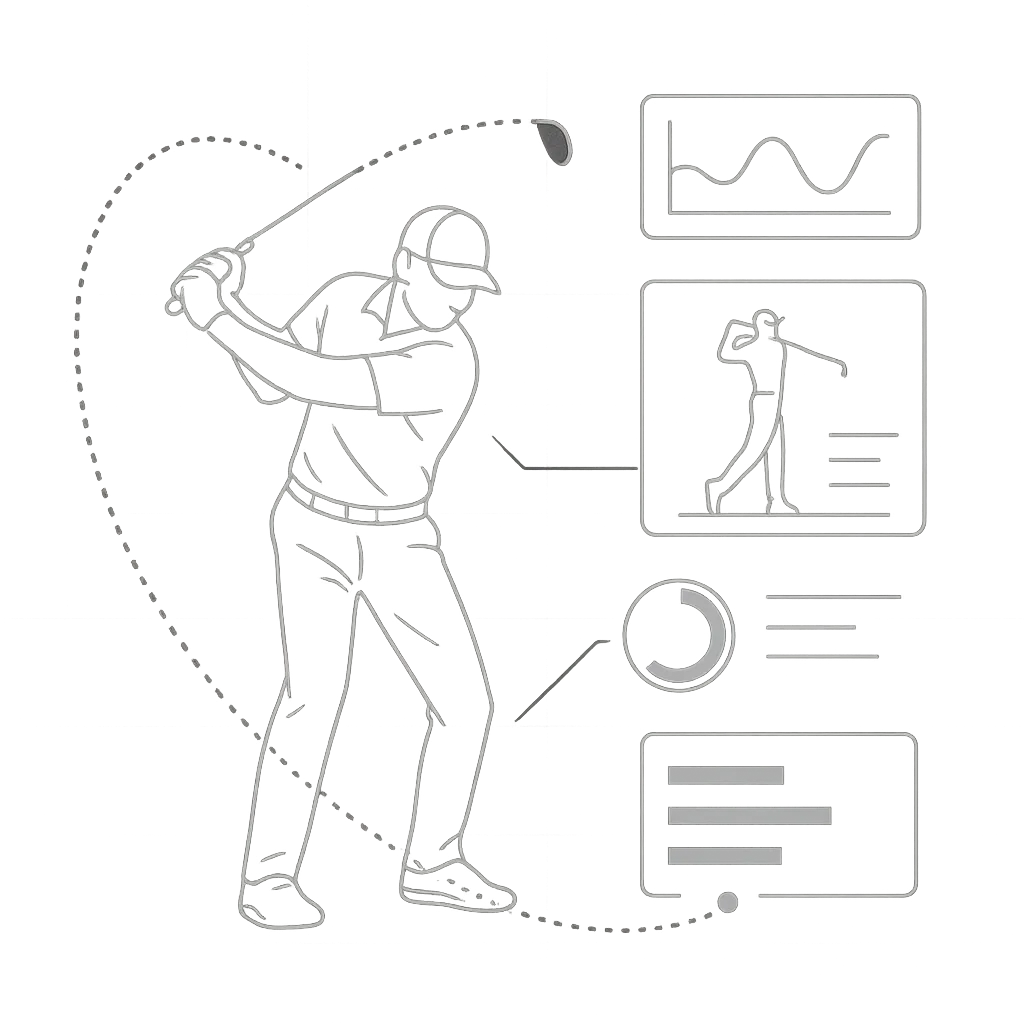 Golfer swinging in the simulator bay